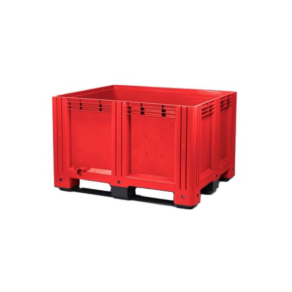 Palletbox (610L) rood, 1200 x 1000 x 780 mm, 3 sledes (excl. deksel)