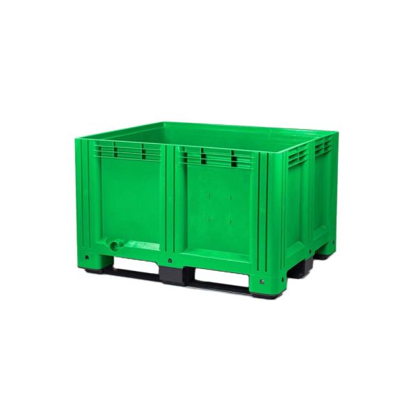 Palletbox (610L), groen, 1200 x 1000 x 780 mm, 3 sledes (excl. deksel)
