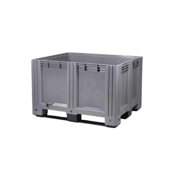 Palletbox (610L) grijs, 1200 x 1000 x 780 mm, 3 sledes (excl. deksel)