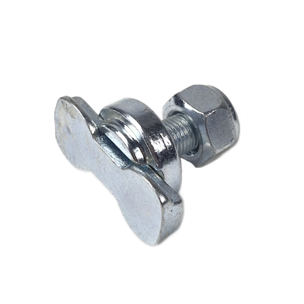 Vliegtuigrail-fitting met 3/8 inch schroefdraad en borgmoer, schuin aanzicht