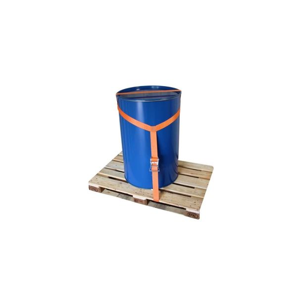 Vatzekering Ø 600 mm, complete set met pallethaken en ratelgespen voor 200L vat