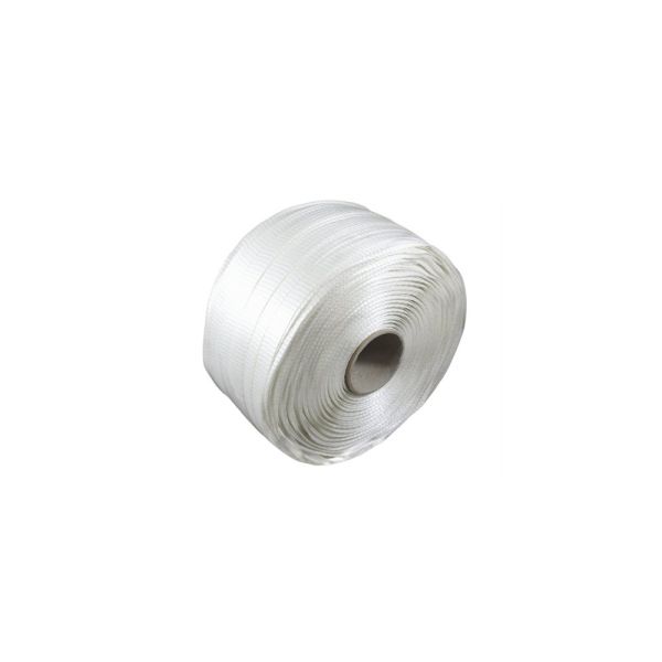 Polyester weefselband blanco wit, 16 mm, rol 600 m, kern Ø 76 mm
