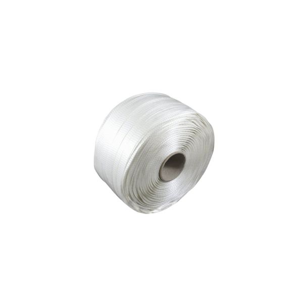 Polyester weefselband blanco wit, 19 mm, rol 500 m, kern Ø 76 mm