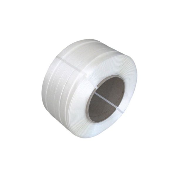 Polyester composietband blanco wit, 19 mm, rol 600 m, kern 200 mm