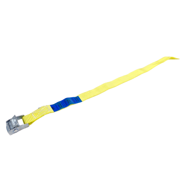 Sjorband 20 mm, 0.40 meter, geel, klemgesp 4012, 90/180 daN