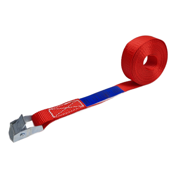Sjorband 25 mm, 5 meter, lichte klemgesp, rood