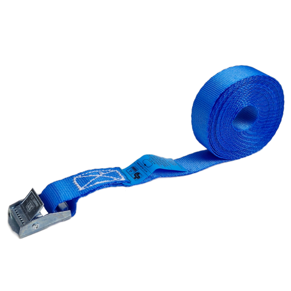 Sjorband 25 mm, 5 meter, lichte klemgesp, blauw
