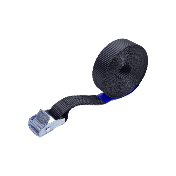 Sjorband 25 mm, 5 meter, lichte klemgesp, zwart