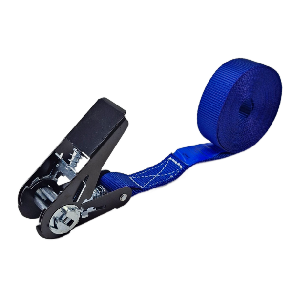 Spanband eindloos 25 mm, 5 m, blauw band, zwarte hobbyratel 906,
