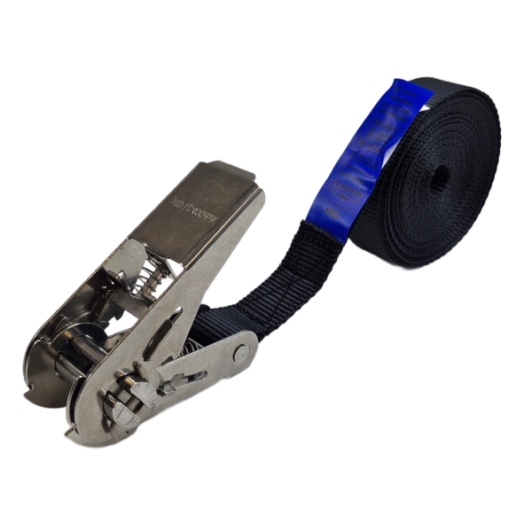 Spanband eindloos 25 mm, 6 meter, zwart, RVS-hobbyratel
