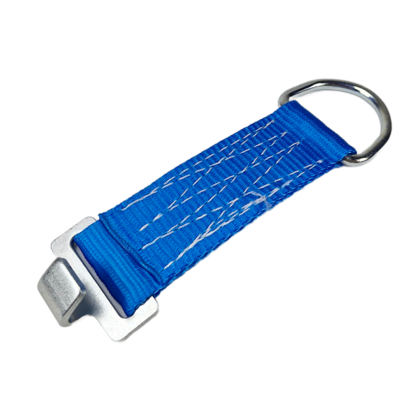 Touwbinder met haakfitting voor bindrail 1805 (O-rail) en 1806 (Q-rail), blauw