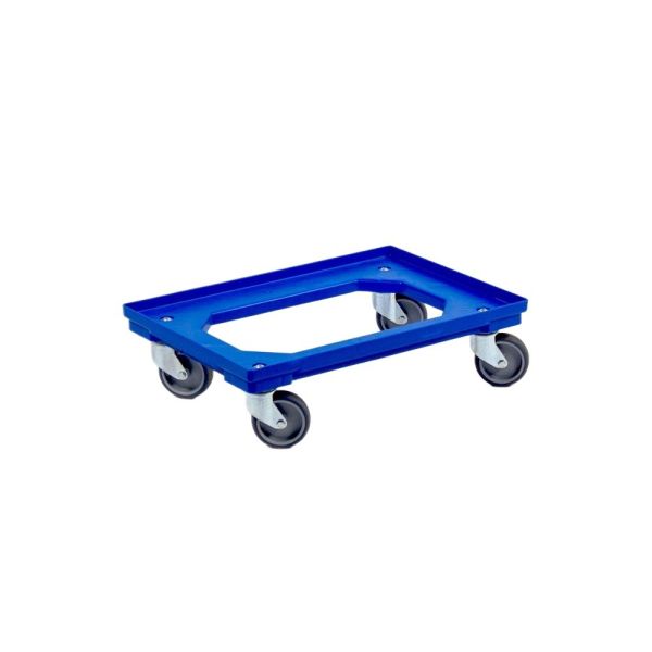 Budget kunststof transportroller 600 x 400 mm, 4 zwenkwielen