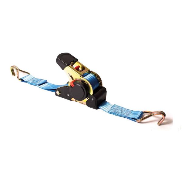 Spanband 38 mm zelfoprollend, 4 m, spitshaken, blauw, 1T