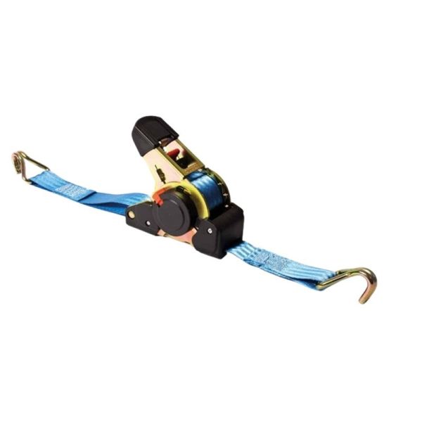 Spanband 50 mm zelfoprollend, 4.5 m, spitshaken, blauw 1.5 T