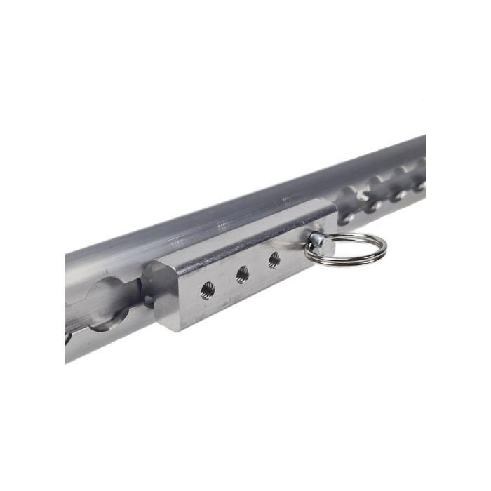 KERL adapter met bevestigingsring gemonteerd in aluminium vliegtuigrail