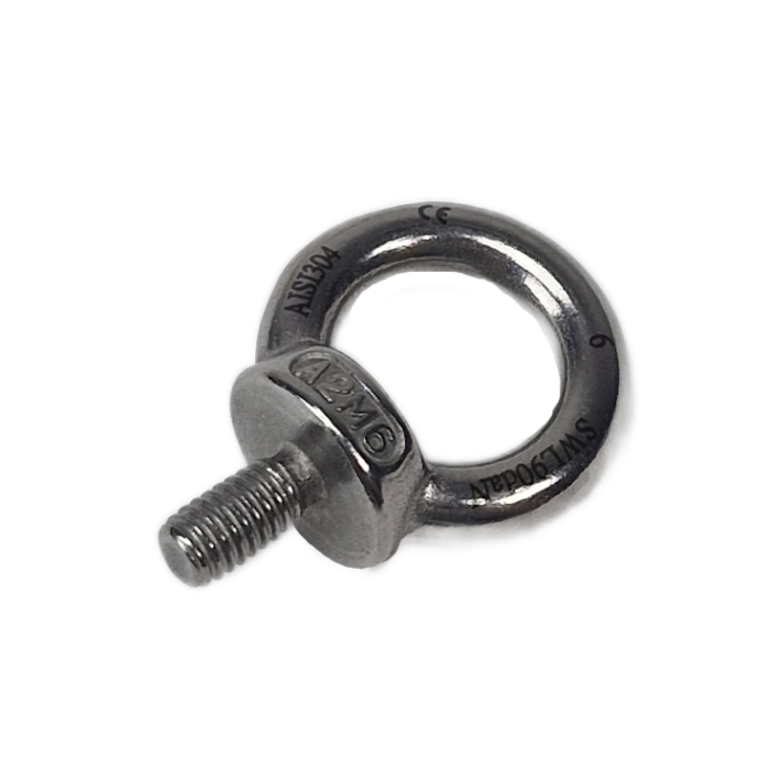 RVS oogbout met M6 schroefdraad en schroefdraadlengte van 9 mm