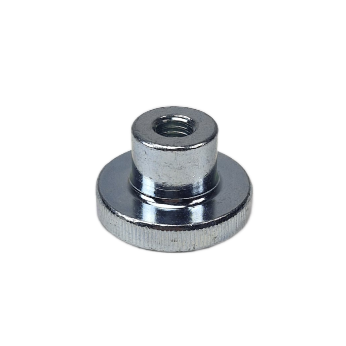 Onderzijde van metalen kartelmoerknop voor M8-fitting met diameter 30 mm