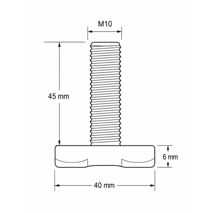 Losse vliegtuigrail-fitting met M10 schroefdraad
