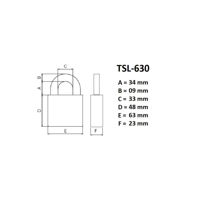 Oersterk hangslot TSL-630, met 9 mm losse beugel