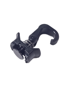 Zwarte single studfitting met L-haak, veermechanisme en vergrendelknop