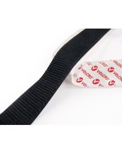 Klittenband 25 mm, zelfklevend, haakzijde, zwart, rol a 25 meter