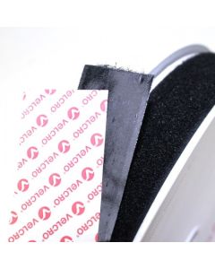 Klittenband 25 mm, zelfklevend, luszijde, zwart, rol a 25 meter