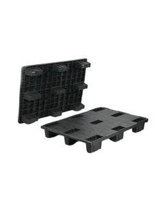 Kunststof pallet 1200x800x153 mm, op 9 poten, nestbaar, zwart, gesloten dek