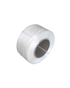 Polyester composietband blanco wit, 16 mm, rol 750 m, kern 200 mm