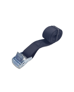 Zwarte sjorband 20 mm met metalen gesp 4012 en opgerolde band