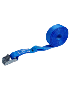 Sjorband 25 mm, 5 meter, lichte klemgesp, blauw