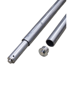 Telescoopstang van verzinkt staal met een diameter van 42 mm en 19 mm pluggen.