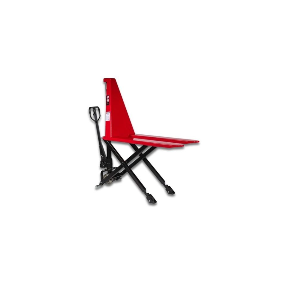 Weldon manuele schaarpalletwagen 1000 kg, rood, heft tot 80 cm!