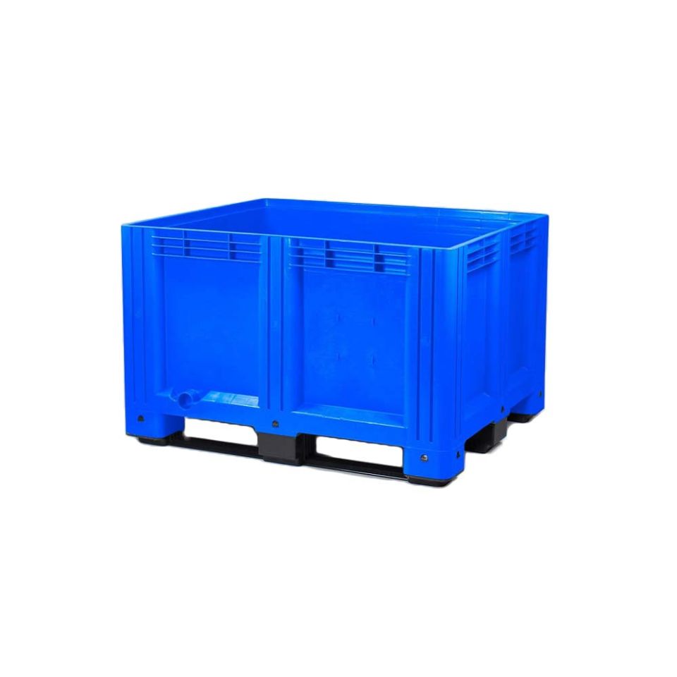 Palletbox (610L), blauw, 1200 x 1000 x 780 mm, 3 sledes (excl. deksel)