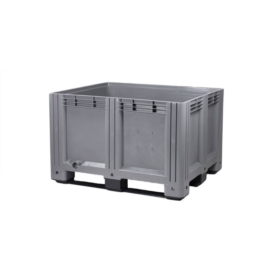 Palletbox (610L) grijs, 1200 x 1000 x 780 mm, 3 sledes (excl. deksel)
