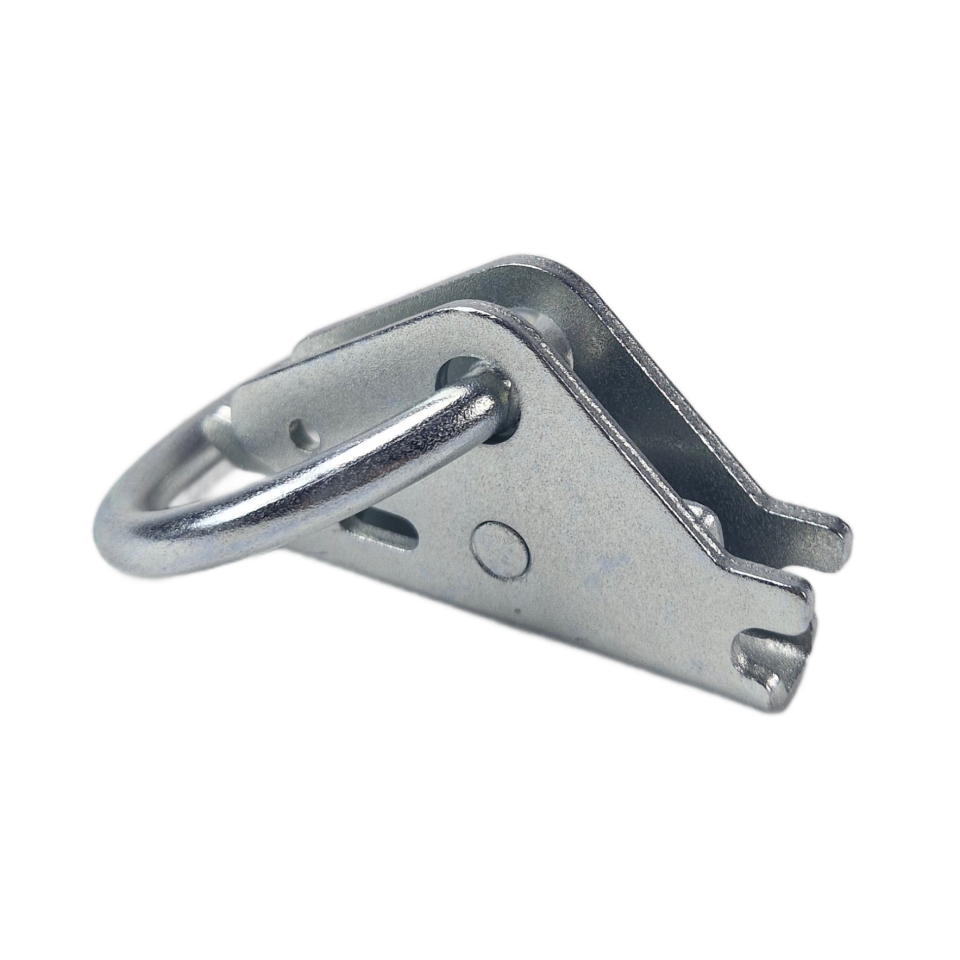 Sleufgatfitting met grote ring voor combirail en wandrail van voren gezien