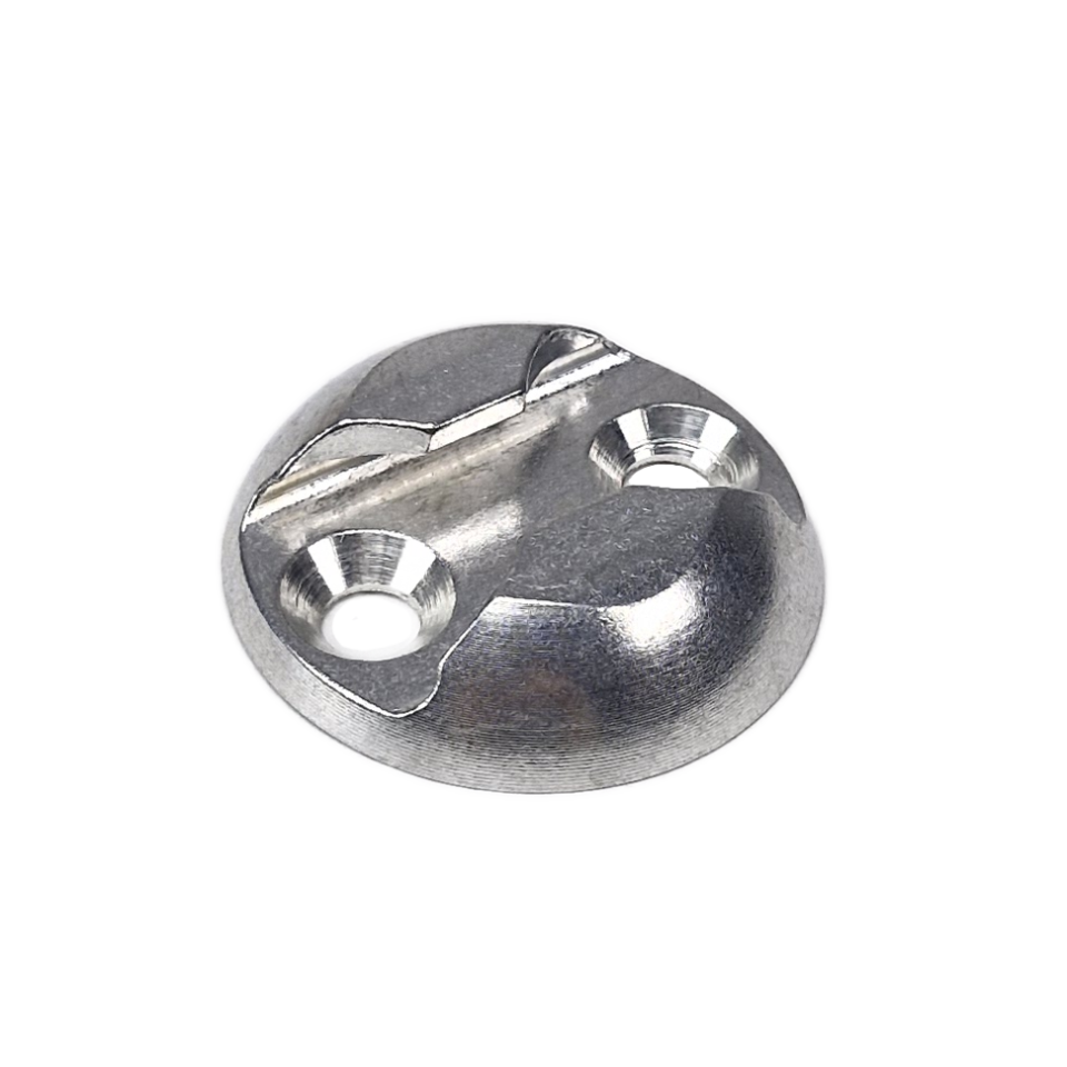 Rond aluminium sjorplaatje voor een single studfitting met twee verzonken montagegaten