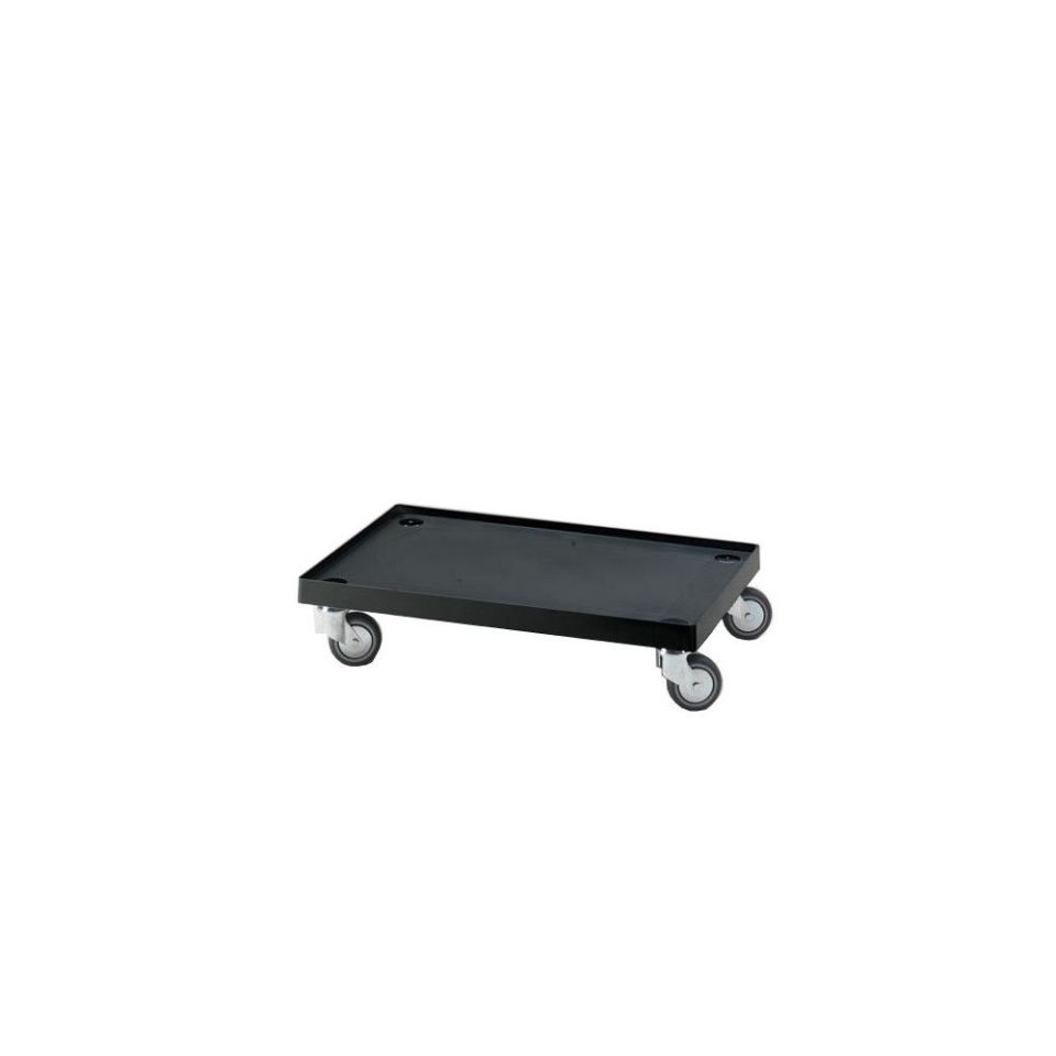 RAKO kunststof transportroller 600 x 400 mm, 4 zwenkwielen, bodemplaat dicht