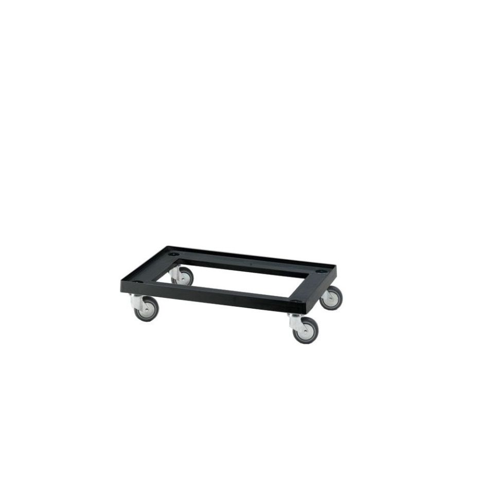 RAKO kunststof transportroller 600 x 400 mm, 4 zwenkwielen, bodemplaat open