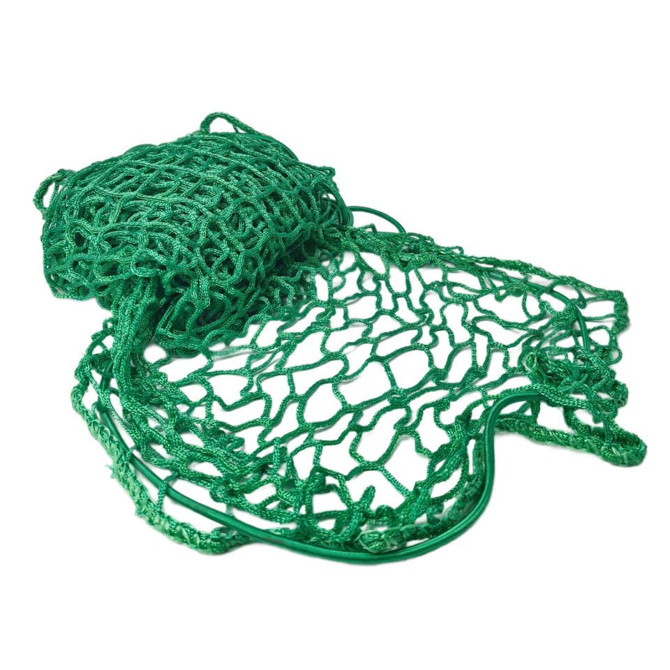 Groen grofmazig aanhangwagennet met elastische rand