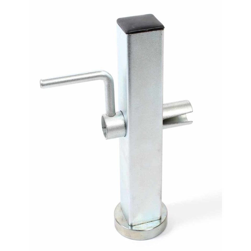 Stalen spanbandoproller voor 50 mm spanband met magneet en draai hendel.