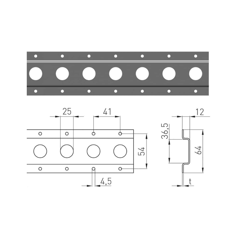 Wandrail 1805, verzinkt staal, 3 meter