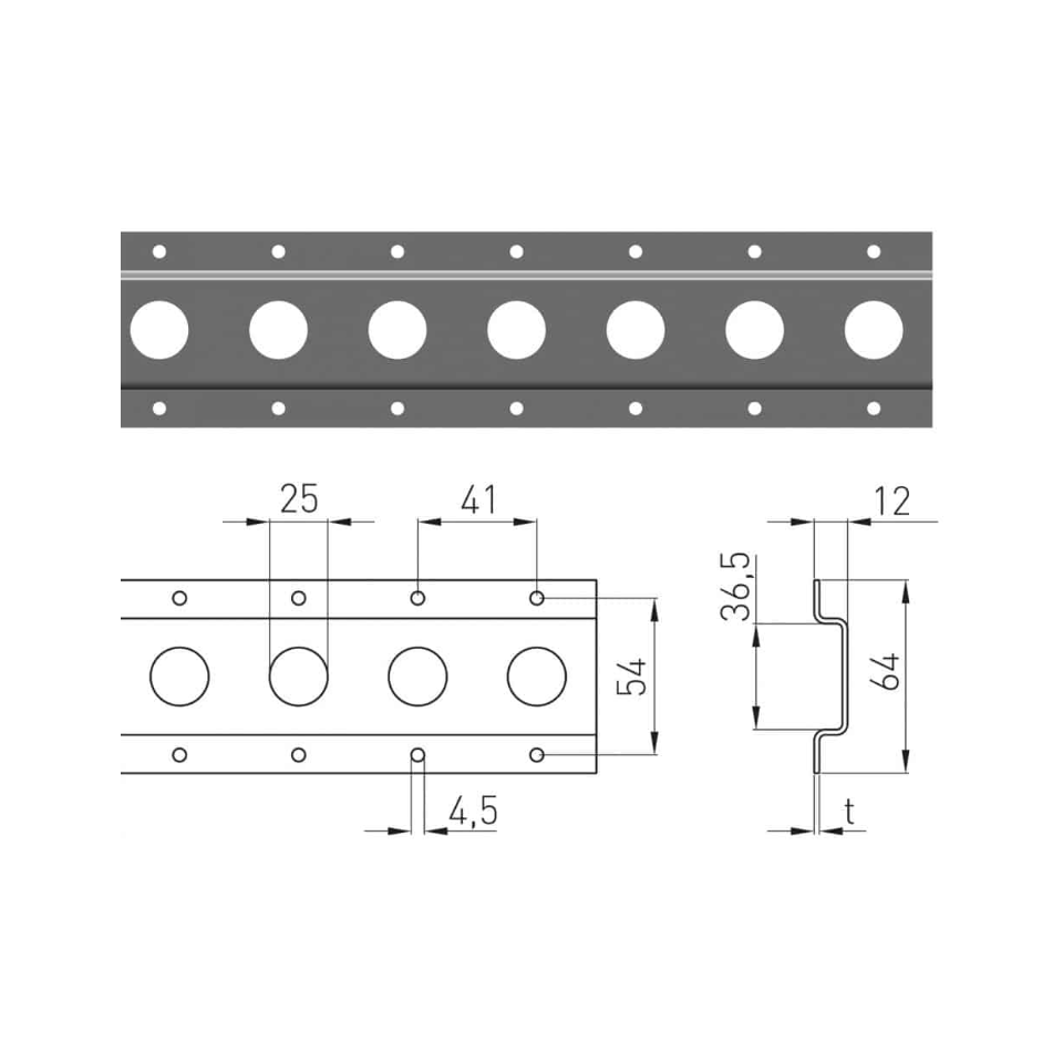 Wand- en dakrail 1805, RVS, 3 meter