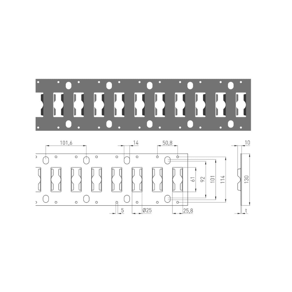 Combirail vlak 3009VL, RVS, horizontale inbouw wandmontage, 3 meter