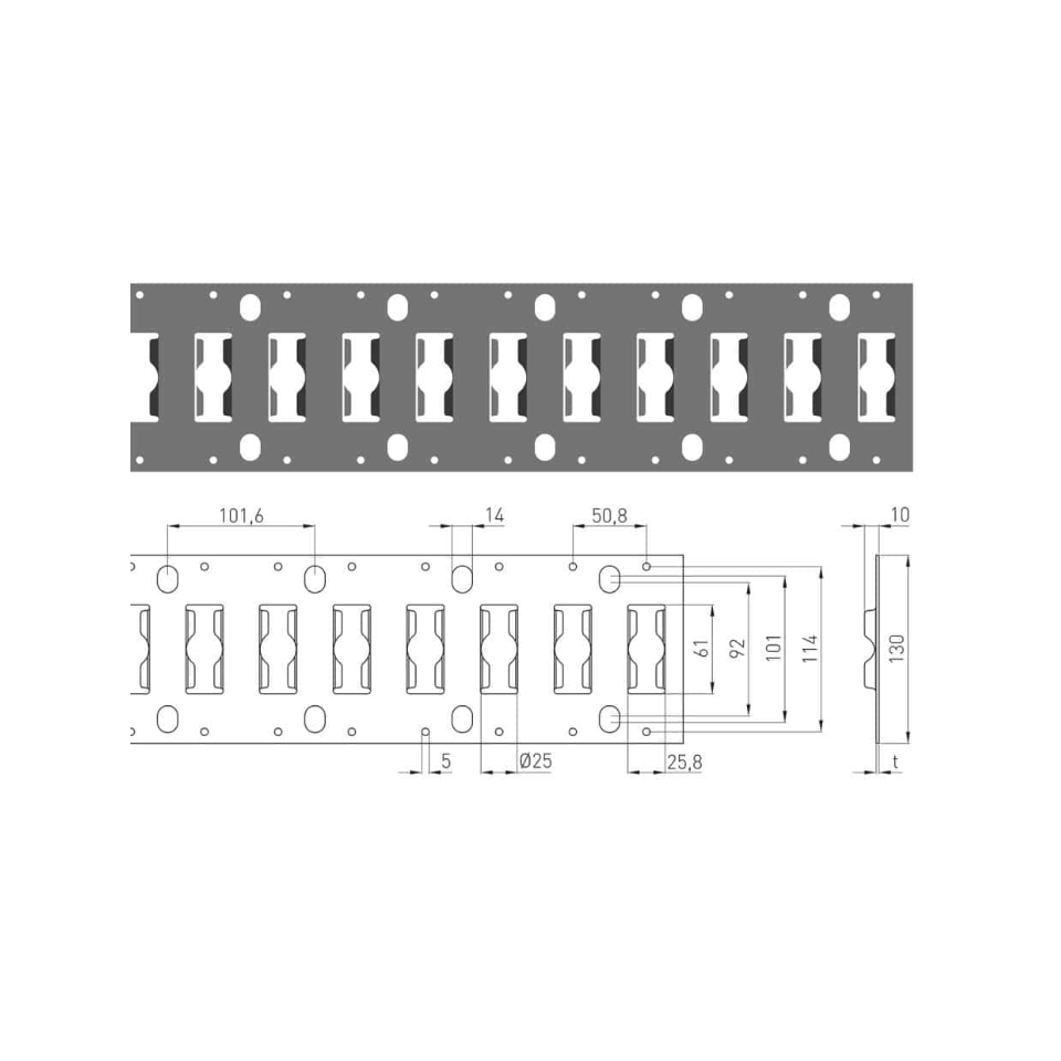Combirail vlak 3009VL, verzinkt staal, horizontale inbouw wandmontage, 3 meter