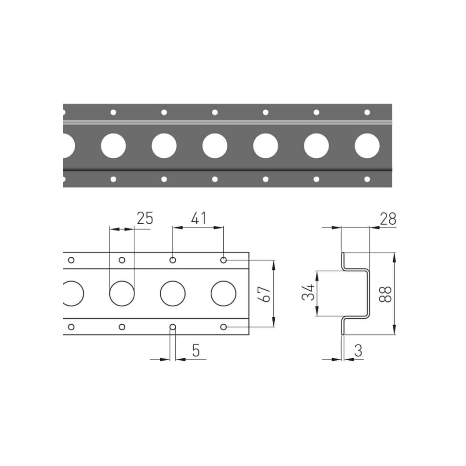 Dakrail 3011, verzinkt staal, 3 meter