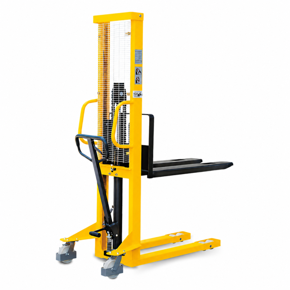 Basic handstapelaar, draagvermogen 1000 kg, geel, keuze 1600 / 2500 / 3000 mm