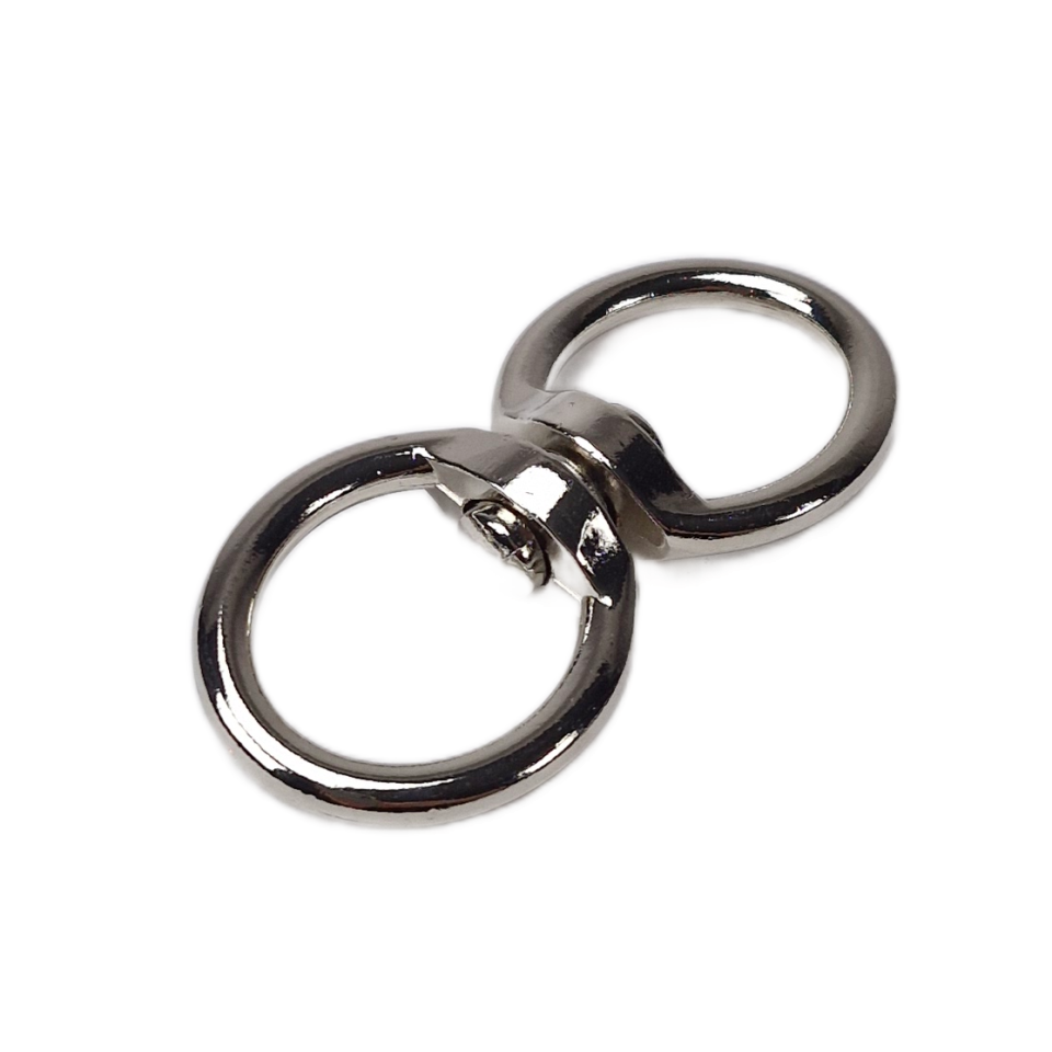Metalen draaiwervel voor 25 mm band vanuit schuin aanzicht