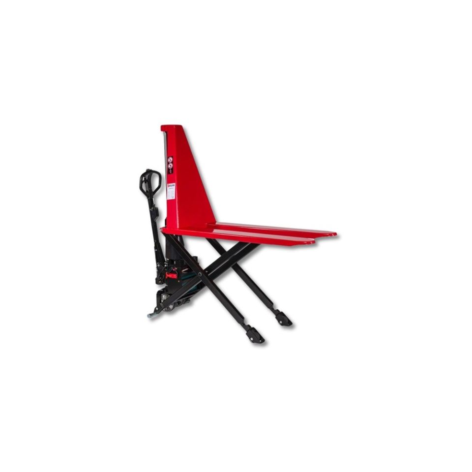 Semi-elektrische schaarpalletwagen 1000 kg, rood, heft tot 80 cm!