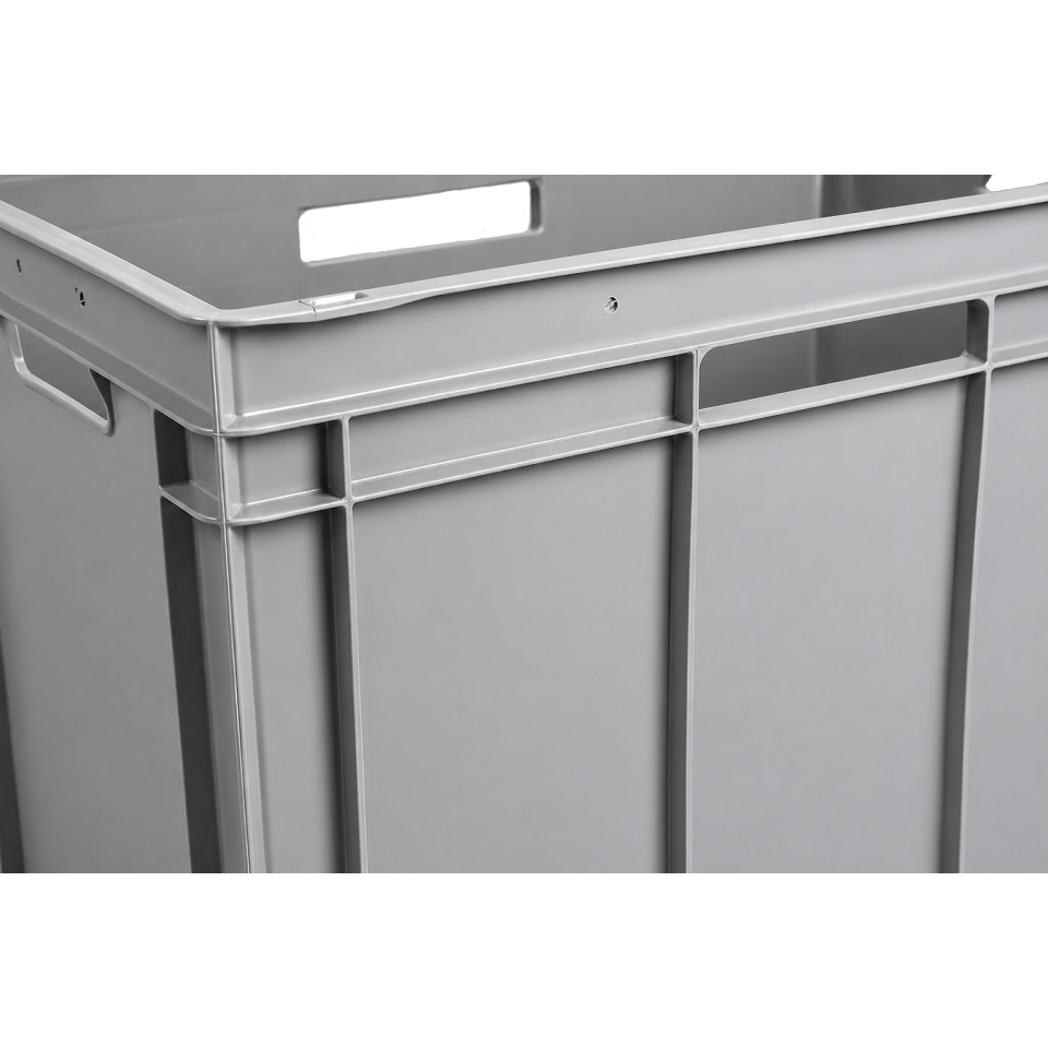 E-Line-RAKO bak, gerecycled kunststof, 600 x 400 x 425 mm (90L), 4 open grepen