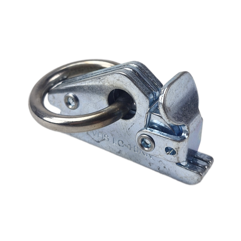 Sleufgatfitting met ring voor combirail en wandrail van de zijkant gezien